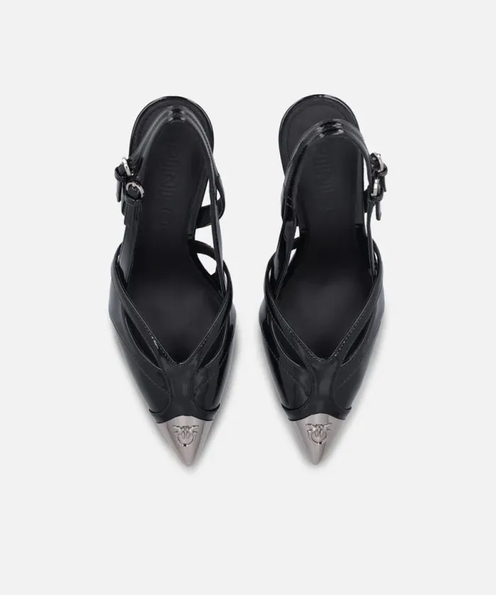 Women Pumps Pinko Heeled Pumps With Metal Toe Limo Black Women Pumps Pinko Heeled Pumps With Metal Toe Limo Black