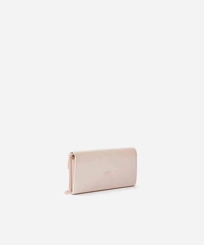 Women Purses Pinko Patent Leather Bird Buckle Wallet With Shoulder Strap Powder Pinkblock Colour Women Purses Pinko Patent Leather Bird Buckle Wallet With Shoulder Strap Powder Pinkblock Colour