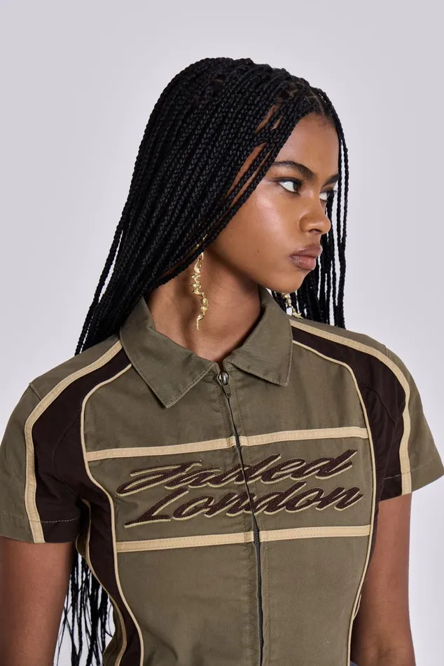 Women Racer Dress In Khaki Jaded London Mini Dresses