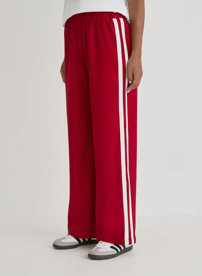 Women Red Side Stripe Wide Leg Trouser Tammy 4th and Reckless Pants