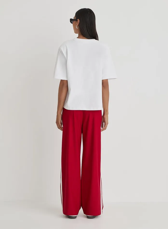 Women Red Side Stripe Wide Leg Trouser Tammy 4th and Reckless Pants