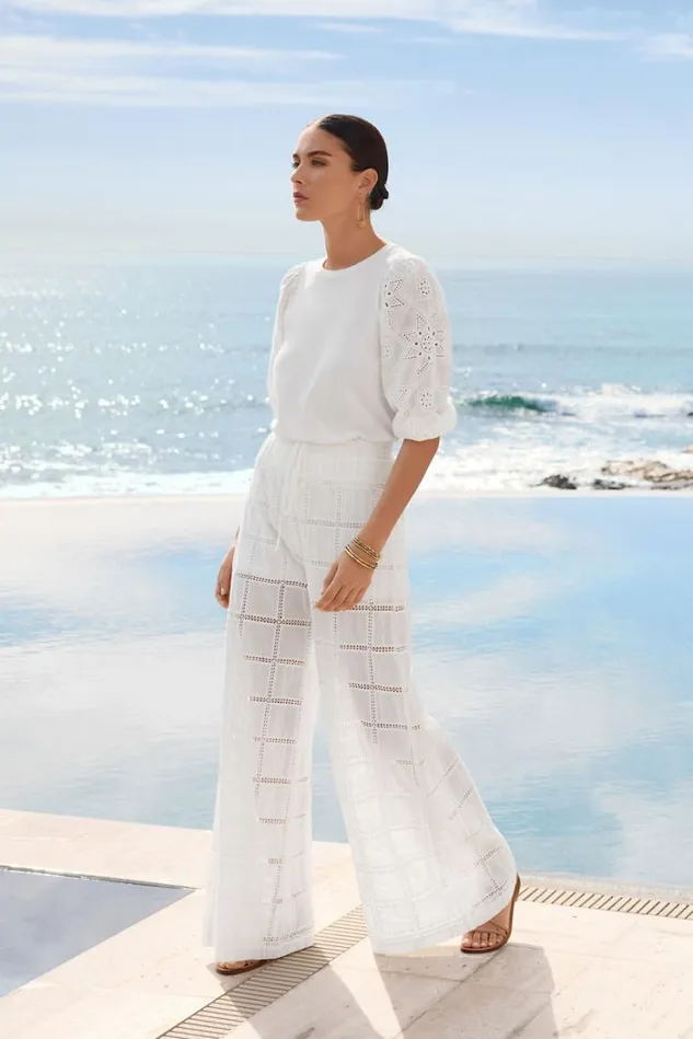 Women RHIANNON EASY PANT White Johnny Was Bottoms Women RHIANNON EASY PANT White Johnny Was Bottoms