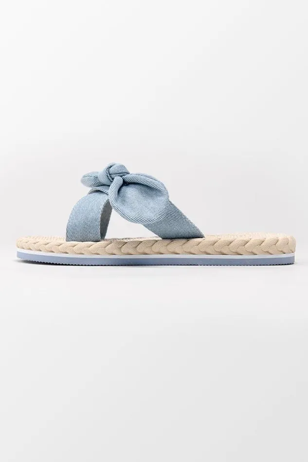 Women Sandals Cupshe Cloverfield Crisscross Bow Knot Slide Sandals Light Blue