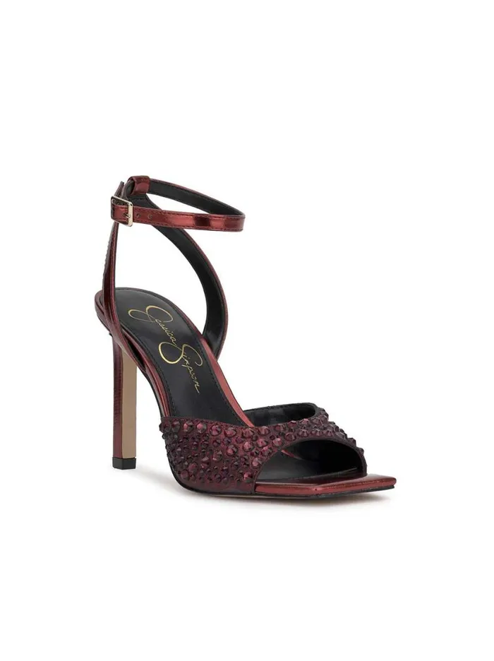 Women Sandals Jessica Simpson Lendall High Heel In Black Oxblood