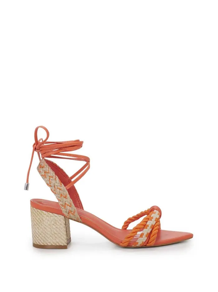 Women Sandals Jessica Simpson Prim Woven Block Heel Sandal In Orange