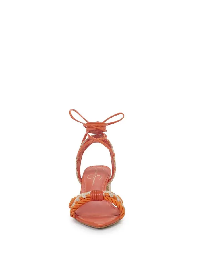 Women Sandals Jessica Simpson Prim Woven Block Heel Sandal In Orange