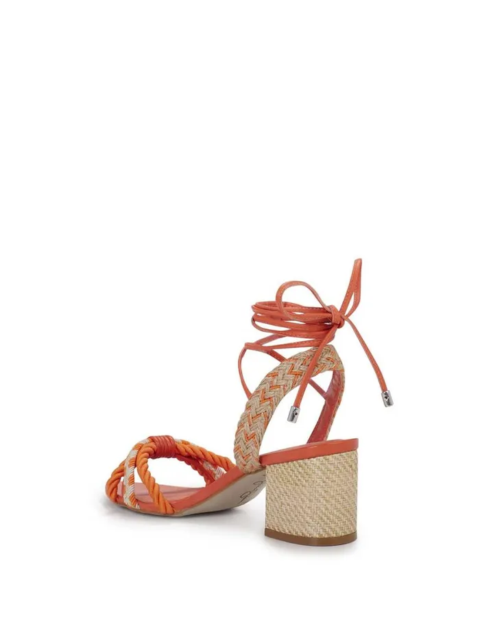 Women Sandals Jessica Simpson Prim Woven Block Heel Sandal In Orange