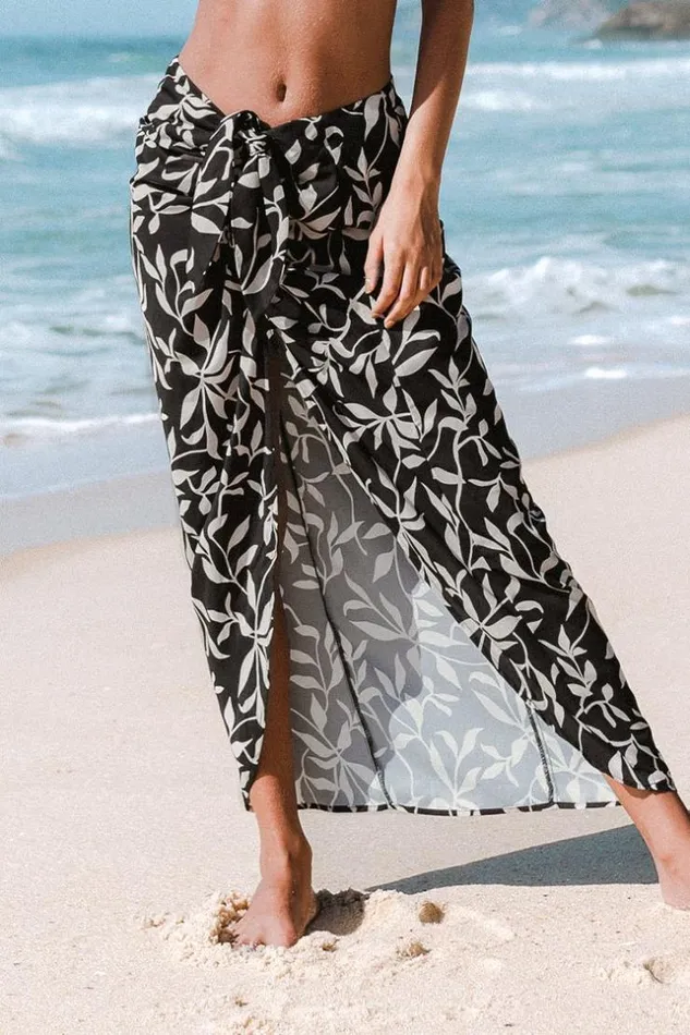 Women Sarong and Skirts Cupshe Mckayla Leafy Tie Waisted Sarong Multicolor