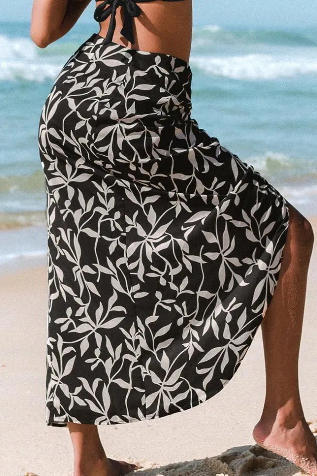 Women Sarong and Skirts Cupshe Mckayla Leafy Tie Waisted Sarong Multicolor