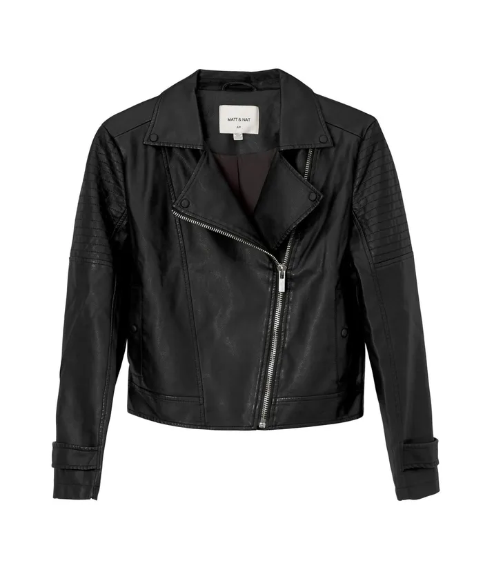 Women Savina WomenS Vegan Moto Jacket Black Matt and Nat Jackets