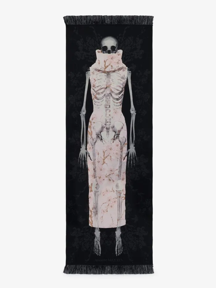 Women Scarves Alexander McQueen Blossom Skeleton Stole Blackpink