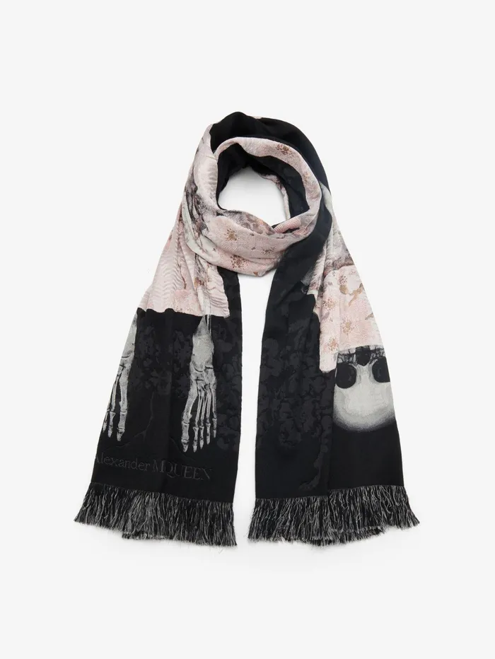 Women Scarves Alexander McQueen Blossom Skeleton Stole Blackpink
