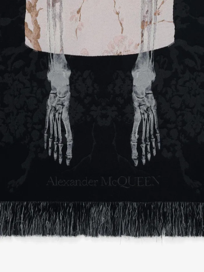Women Scarves Alexander McQueen Blossom Skeleton Stole Blackpink