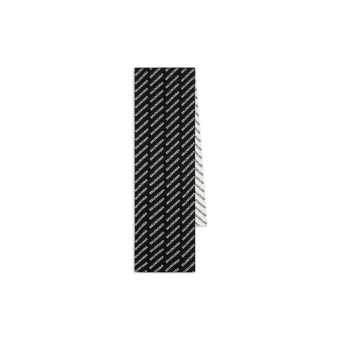 Women Scarves and Caps Balenciaga Mini Allover Logo Scarf In Black