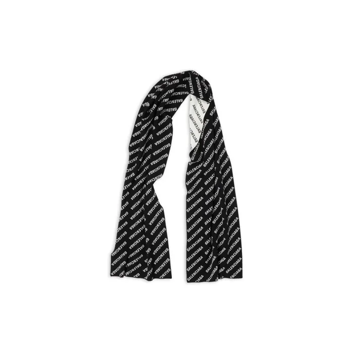Women Scarves and Caps Balenciaga Mini Allover Logo Scarf In Black