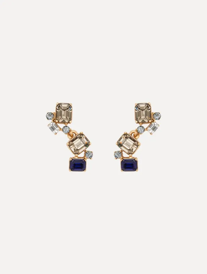 Women Scramble Crystal Drop Earrings Indigo Oscar De La Renta Earrings
