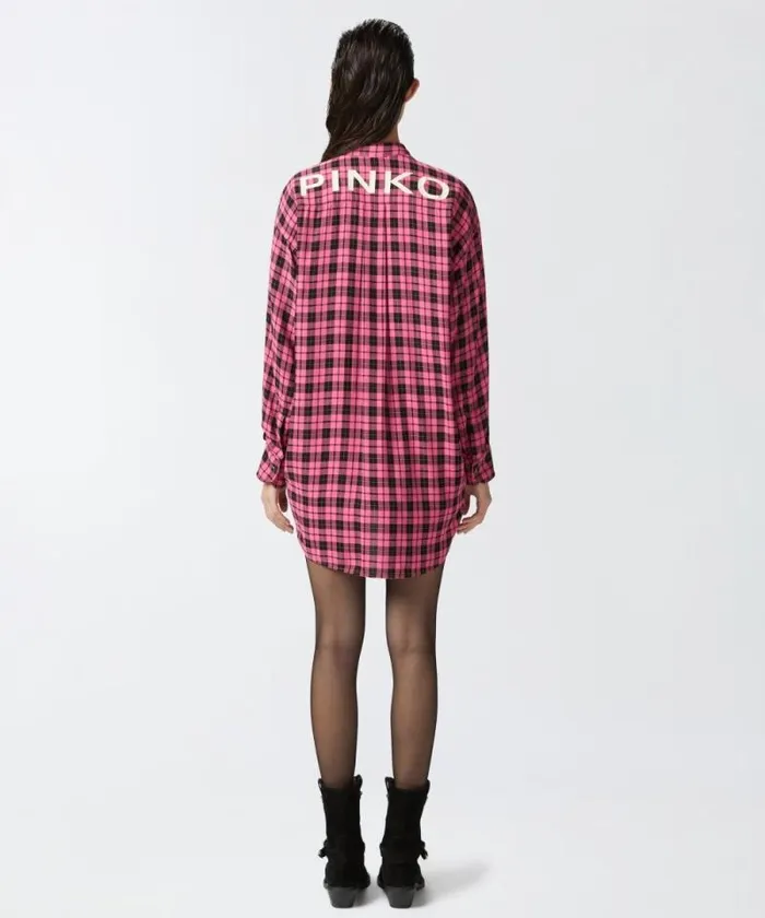 Women Shirts And Blouses Pinko Long Check Shirt With Sash Multicolour 8211 Fuchsiablack Women Shirts And Blouses Pinko Long Check Shirt With Sash Multicolour 8211 Fuchsiablack