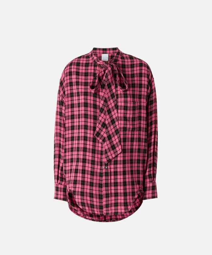 Women Shirts And Blouses Pinko Long Check Shirt With Sash Multicolour 8211 Fuchsiablack Women Shirts And Blouses Pinko Long Check Shirt With Sash Multicolour 8211 Fuchsiablack
