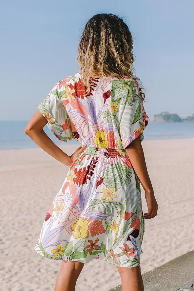 Women Short Dresses Cupshe Breanne Floral Vneck Zipper Mid Dress Multicolor