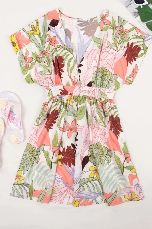 Women Short Dresses Cupshe Breanne Floral Vneck Zipper Mid Dress Multicolor