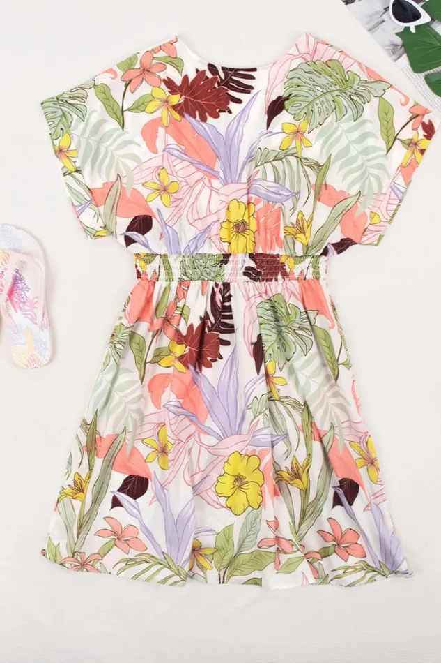 Women Short Dresses Cupshe Breanne Floral Vneck Zipper Mid Dress Multicolor