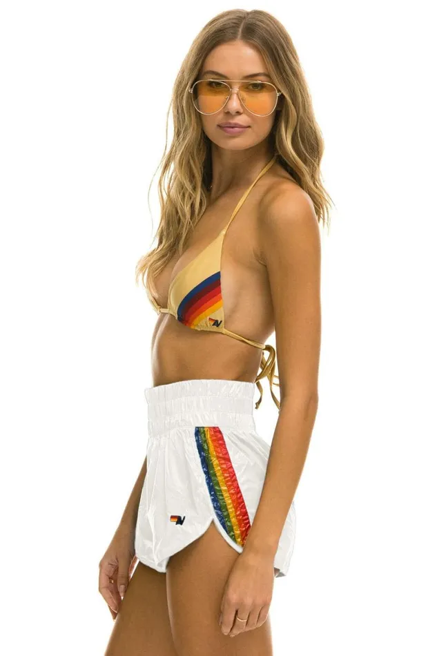 Women Shorts Aviator Nation High Rise 5 Stripe Nylon Jogger Short 8211 Vintage White Women Shorts Aviator Nation High Rise 5 Stripe Nylon Jogger Short 8211 Vintage White