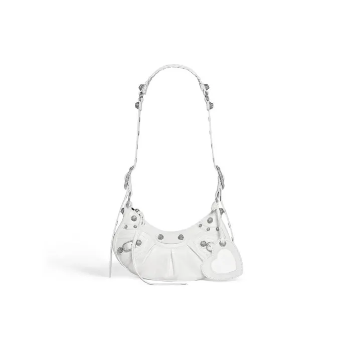 Women Shoulder Bags Balenciaga Le Cagole Xs Shoulder Bag With Rhinestones In White