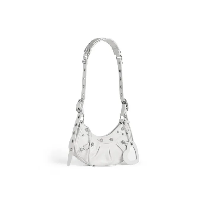 Women Shoulder Bags Balenciaga Le Cagole Xs Shoulder Bag With Rhinestones In White