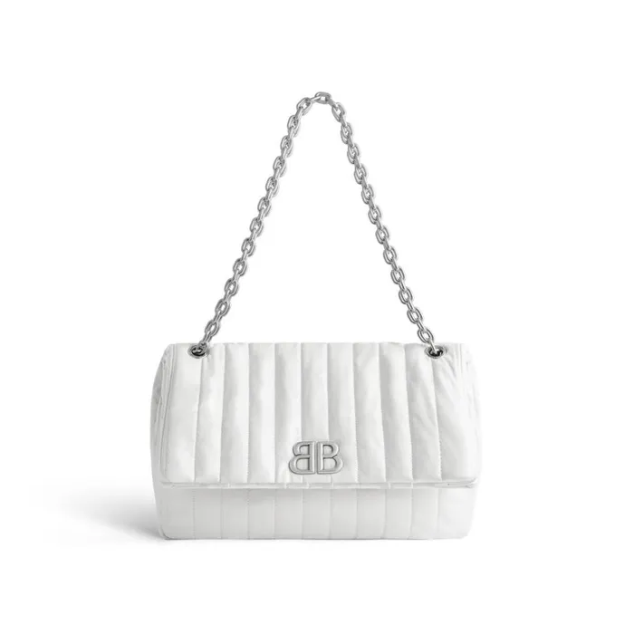 Women Shoulder Bags Balenciaga Monaco Medium Chain Bag Quilted In Off White