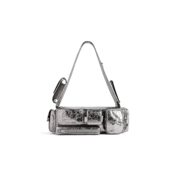 Women Shoulder Bags Balenciaga Superbusy Xs Sling Bag Metallized In Silver