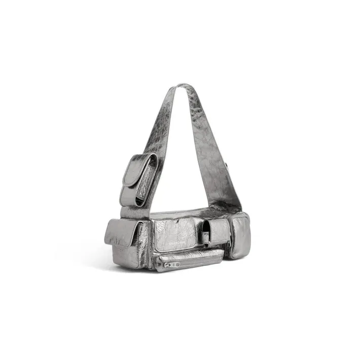 Women Shoulder Bags Balenciaga Superbusy Xs Sling Bag Metallized In Silver