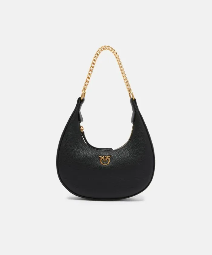 Women Shoulder Bags Pinko Brioche Bag Rounded Leather Shoulder Bag Blackantique Gold Women Shoulder Bags Pinko Brioche Bag Rounded Leather Shoulder Bag Blackantique Gold