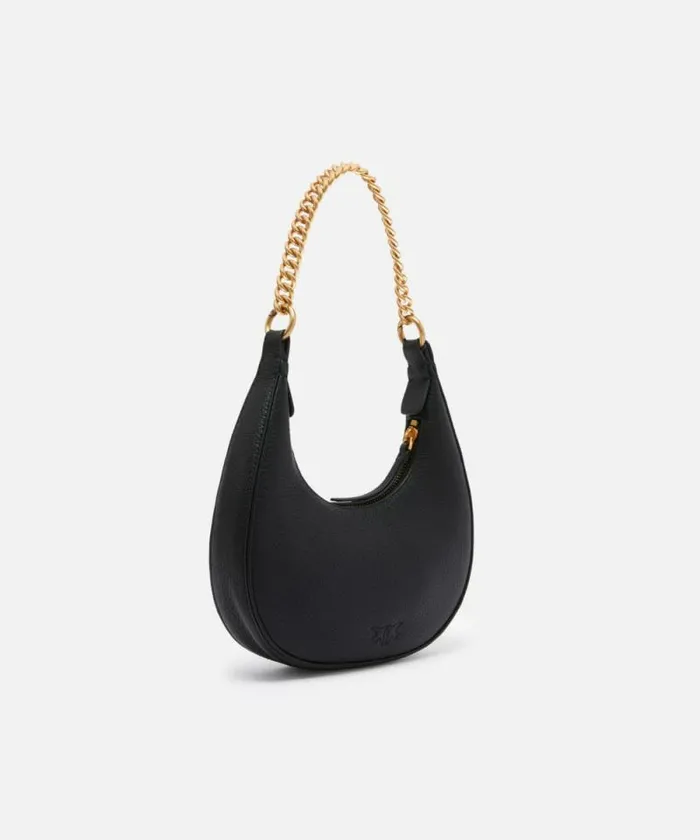 Women Shoulder Bags Pinko Brioche Bag Rounded Leather Shoulder Bag Blackantique Gold Women Shoulder Bags Pinko Brioche Bag Rounded Leather Shoulder Bag Blackantique Gold