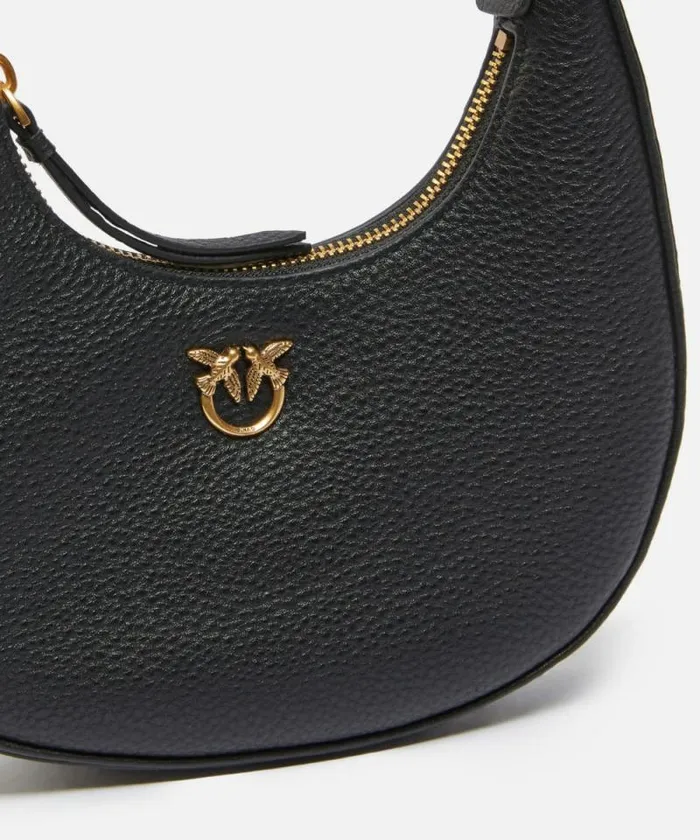 Women Shoulder Bags Pinko Brioche Bag Rounded Leather Shoulder Bag Blackantique Gold Women Shoulder Bags Pinko Brioche Bag Rounded Leather Shoulder Bag Blackantique Gold