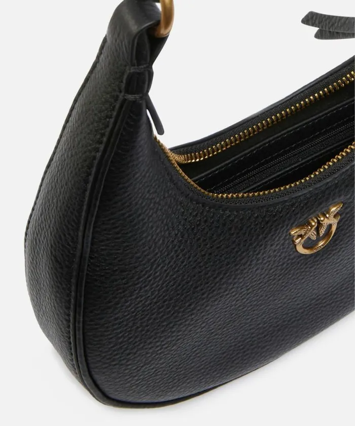 Women Shoulder Bags Pinko Brioche Bag Rounded Leather Shoulder Bag Blackantique Gold Women Shoulder Bags Pinko Brioche Bag Rounded Leather Shoulder Bag Blackantique Gold