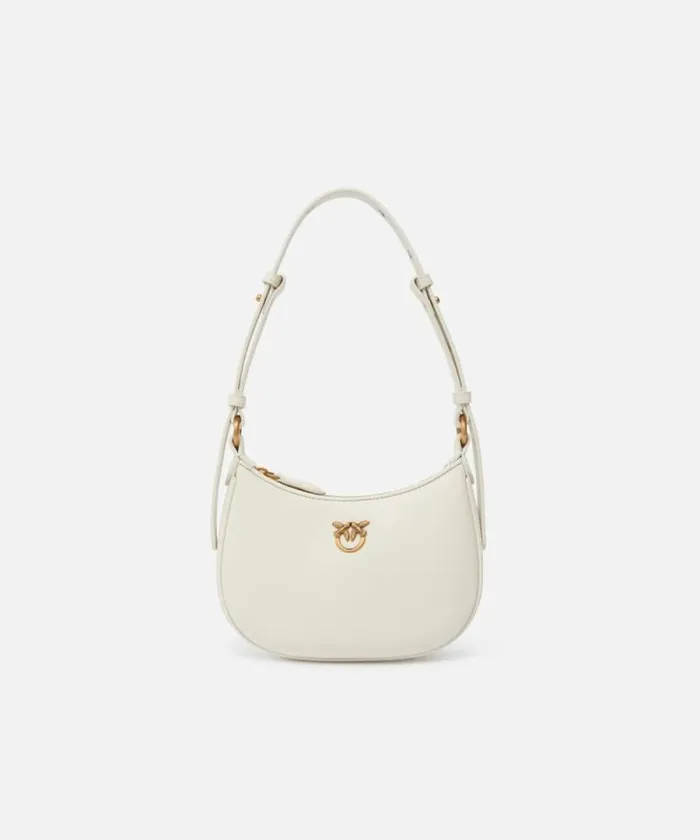 Women Shoulder Bags Pinko Half Moon Baby Leather Shoulder Bag Whitewhiteantique Gold Women Shoulder Bags Pinko Half Moon Baby Leather Shoulder Bag Whitewhiteantique Gold