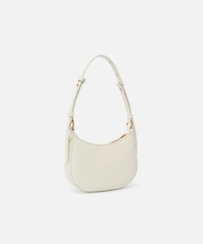 Women Shoulder Bags Pinko Half Moon Baby Leather Shoulder Bag Whitewhiteantique Gold Women Shoulder Bags Pinko Half Moon Baby Leather Shoulder Bag Whitewhiteantique Gold