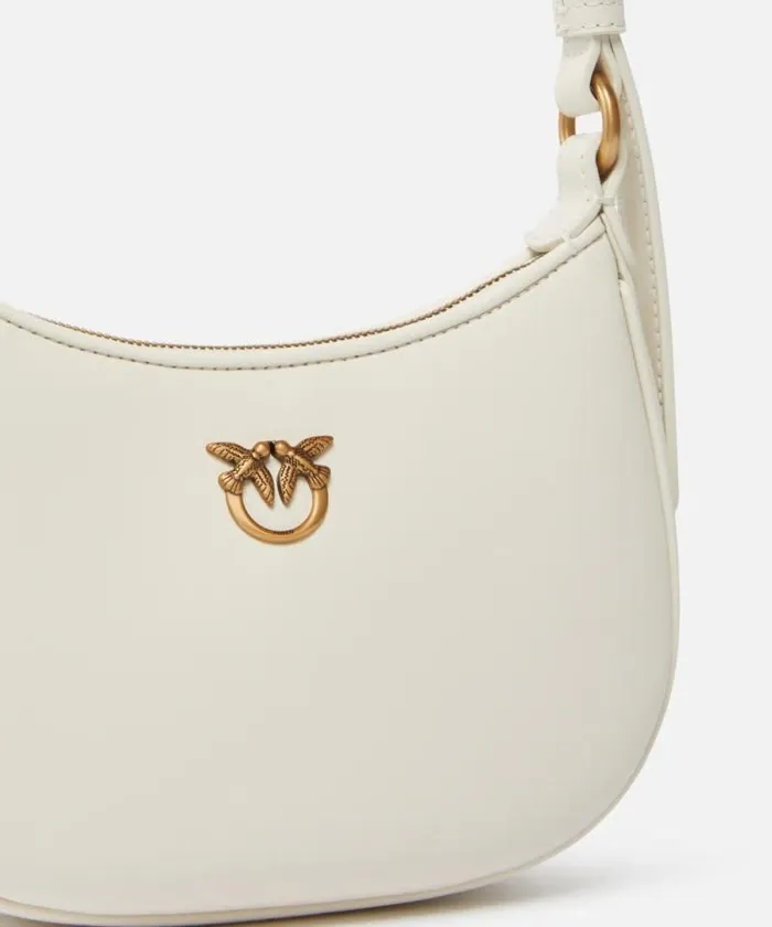 Women Shoulder Bags Pinko Half Moon Baby Leather Shoulder Bag Whitewhiteantique Gold Women Shoulder Bags Pinko Half Moon Baby Leather Shoulder Bag Whitewhiteantique Gold