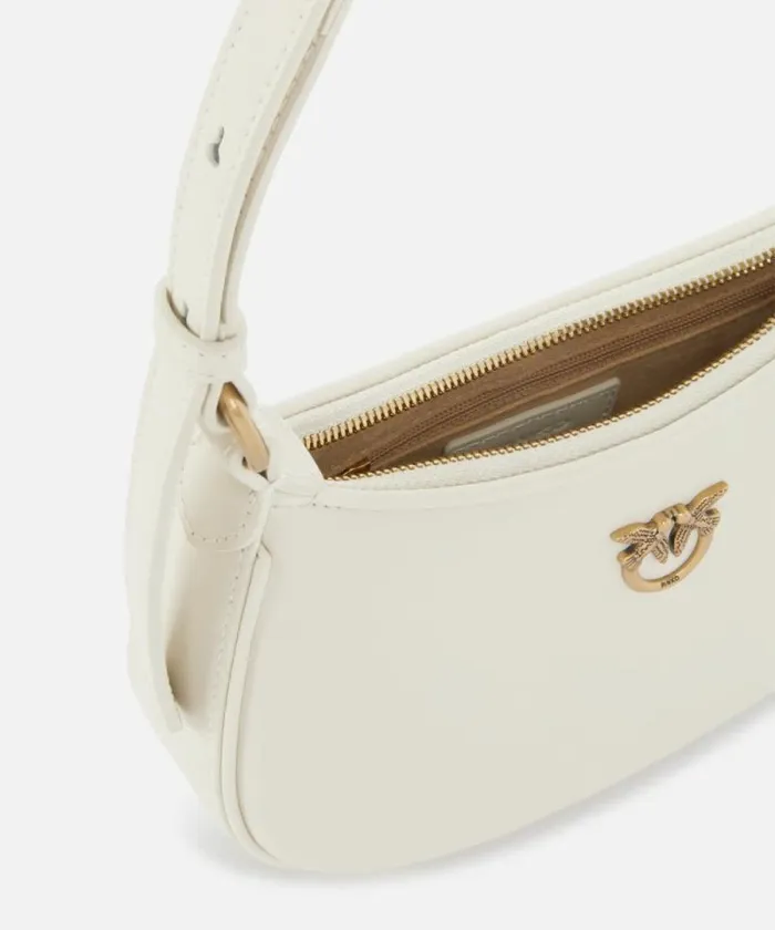 Women Shoulder Bags Pinko Half Moon Baby Leather Shoulder Bag Whitewhiteantique Gold Women Shoulder Bags Pinko Half Moon Baby Leather Shoulder Bag Whitewhiteantique Gold