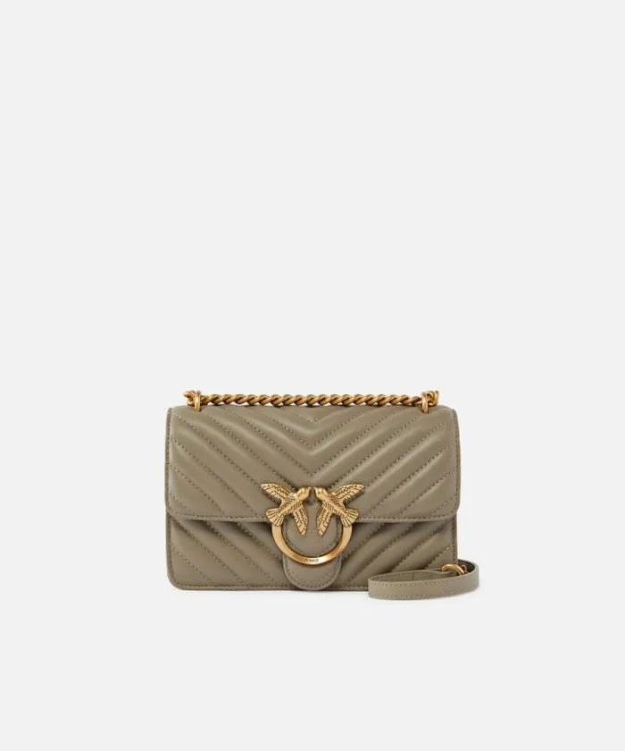 Women Shoulder Bags Pinko Mini Love Bag One Chevron Walnutantique Gold