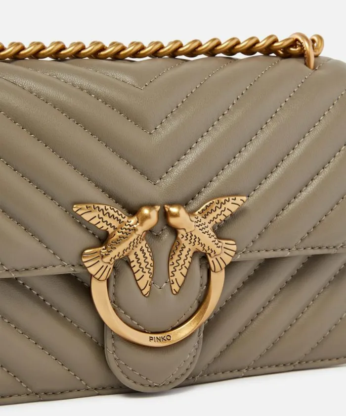 Women Shoulder Bags Pinko Mini Love Bag One Chevron Walnutantique Gold Women Shoulder Bags Pinko Mini Love Bag One Chevron Walnutantique Gold
