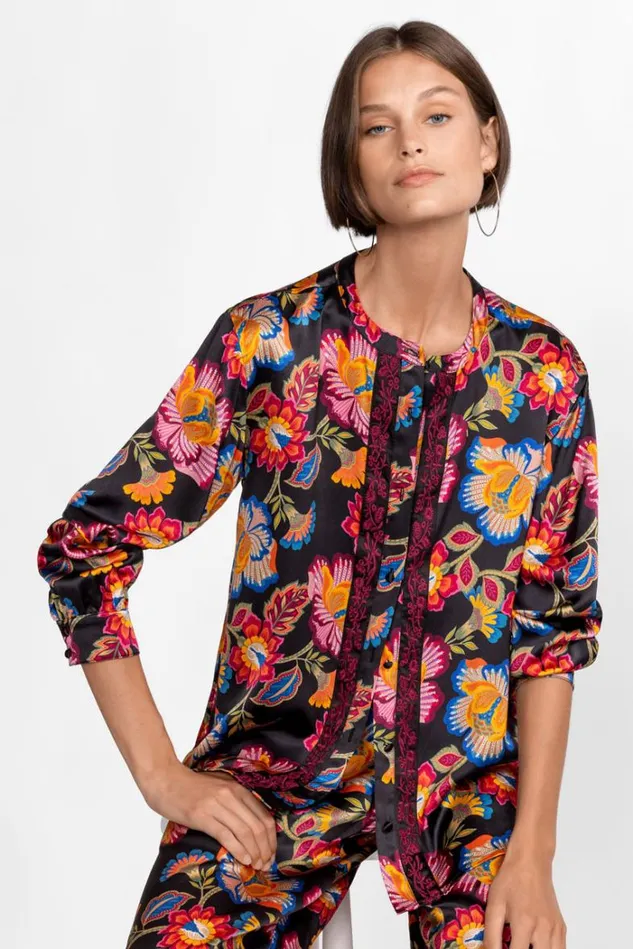 Women Sidonia Mandarin Button Down Shirt Sidonia Johnny Was Tops