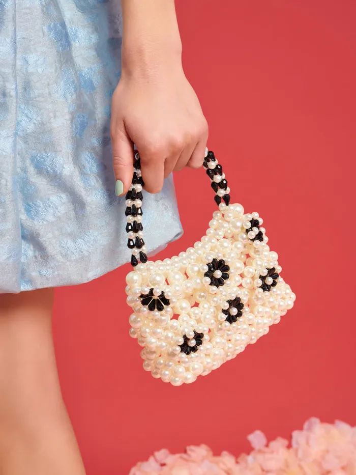 Women Sister Jane DREAM Brooke Pearl Beaded Bag Pearled Ivory