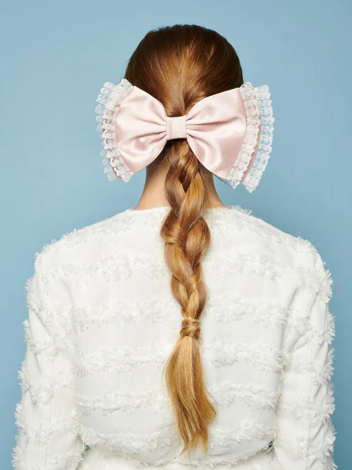 Women Sister Jane Tilly Taffeta Hair Bow Baby Pink
