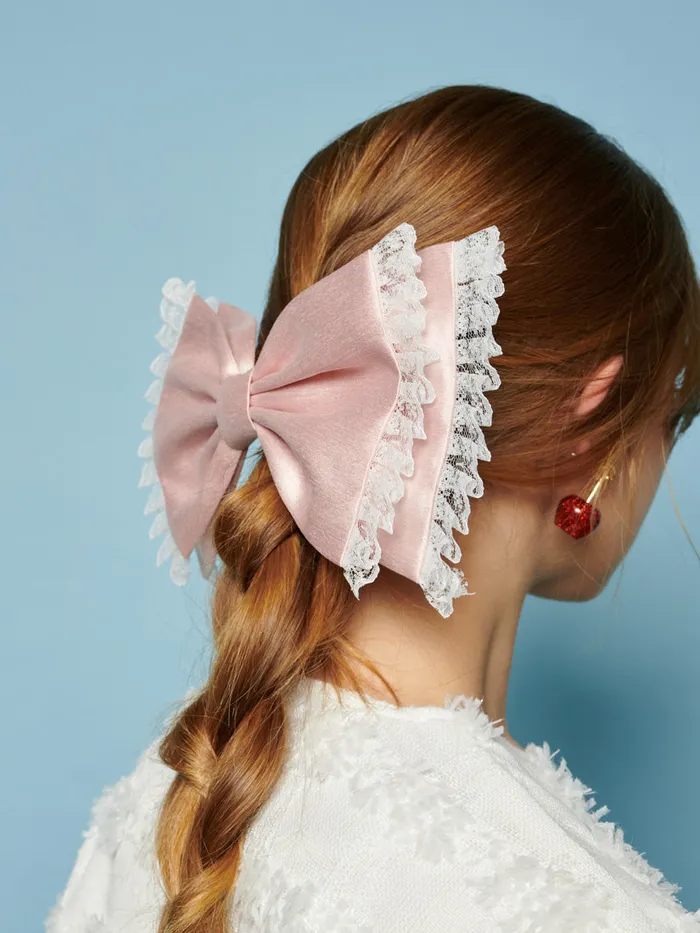 Women Sister Jane Tilly Taffeta Hair Bow Baby Pink