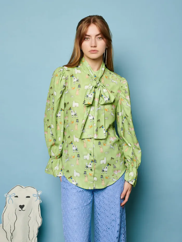 Women Sister Jane Tops Companions Bow Blouse Greenery Green