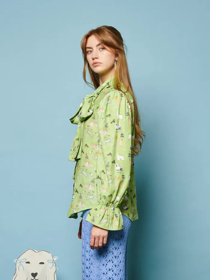 Women Sister Jane Tops Companions Bow Blouse Greenery Green