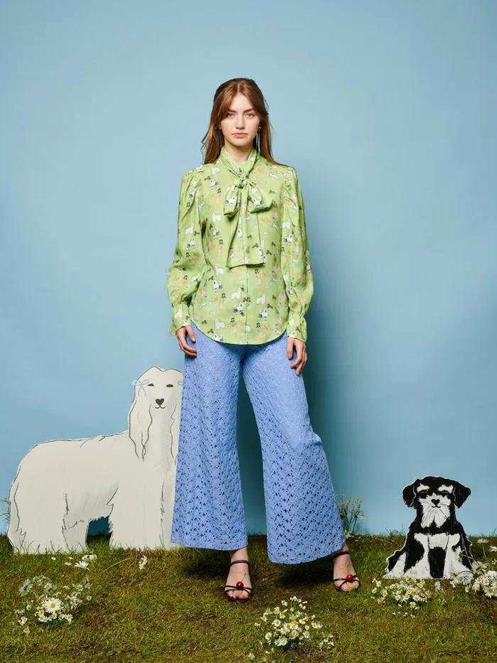 Women Sister Jane Tops Companions Bow Blouse Greenery Green