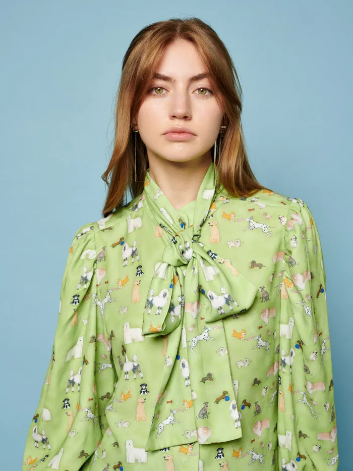 Women Sister Jane Tops Companions Bow Blouse Greenery Green