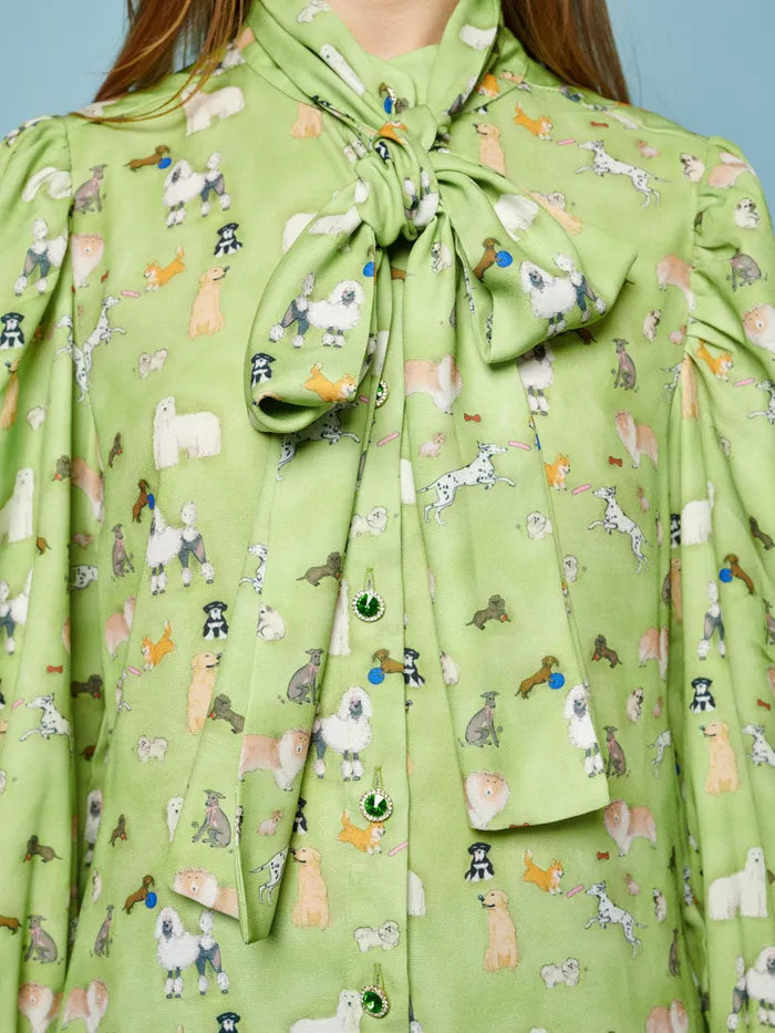 Women Sister Jane Tops Companions Bow Blouse Greenery Green